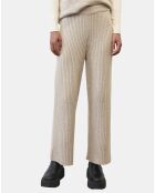 Pantalon en maille côtelée beige