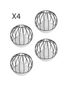 4 zwarte Solar DECOBALL zonnebakens - 19x19x19 cm