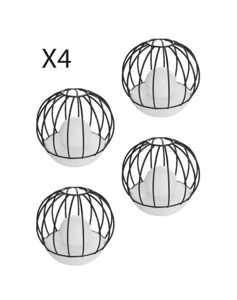 4 zwarte Solar DECOBALL zonnebakens - 19x19x19 cm