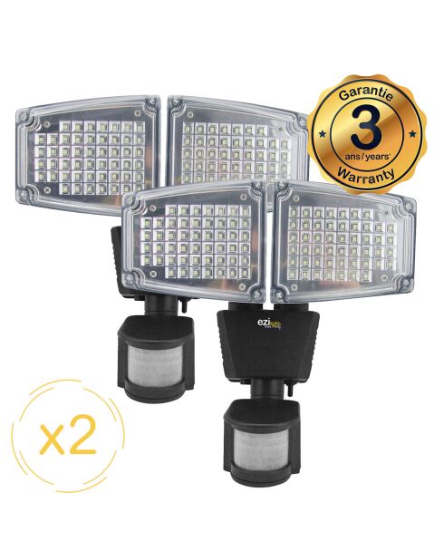 2 schwarze Solar Pro 2 Solarstrahler - 23x18,3x23,4 cm