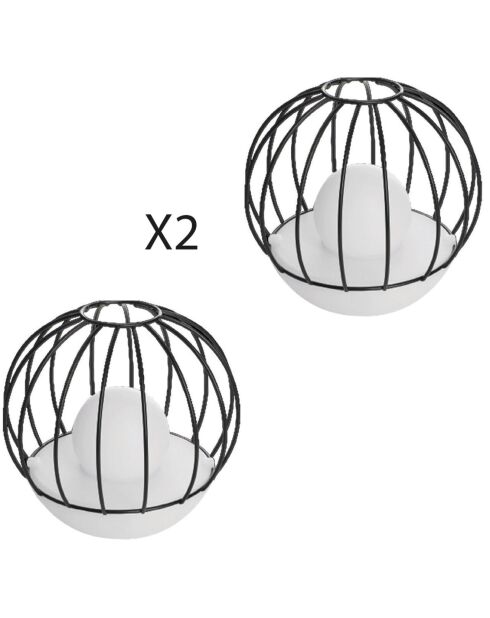 2 zwarte Solar DECOBALL zonnebakens - 19x19x19 cm