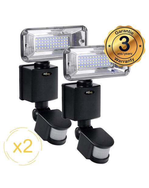 2 zwarte Solar Pro 1 zonneschijnwerpers - 22,7x13,2x16 cm