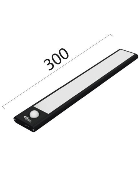 Réglette LED StickyLed Body 4B noire - 40x4x1 cm