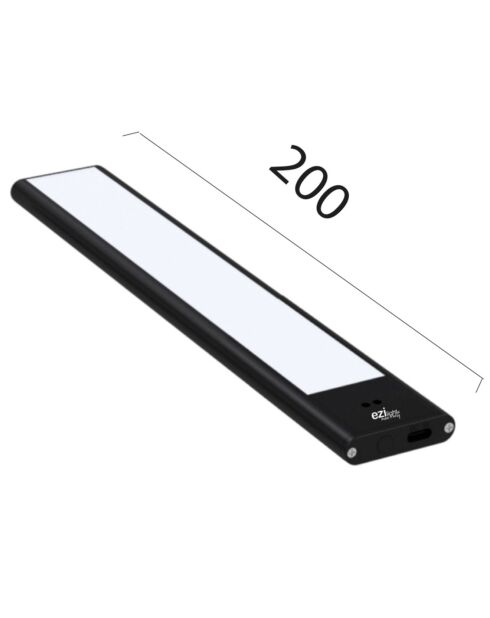 Réglette LED StickyLed Hand 4B noire - 40x4x1 cm