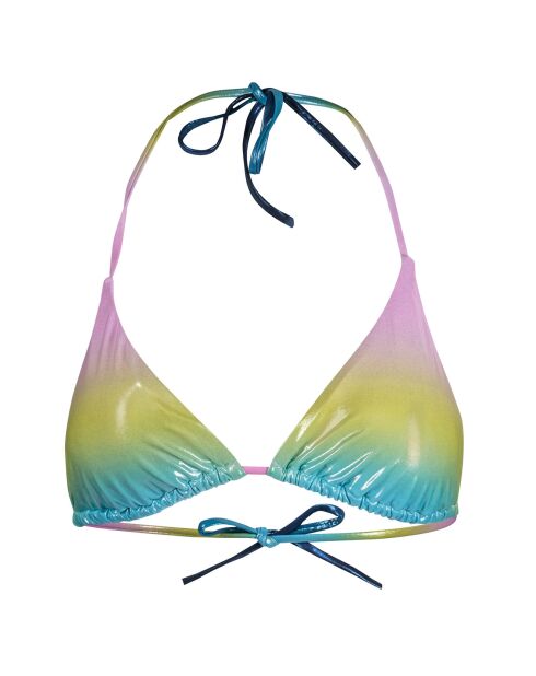 Accattivante bikini a triangolo satinato multicolore
