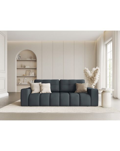Canapé convertible avec Coffre Orsel 3 Places bleu gris - 244x107x93 cm