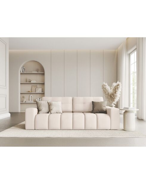 Canapé convertible avec Coffre Orsel 3 Places beige clair - 244x107x93 cm