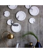 4 Assiettes à dessert en Porcelaine Zèbre Mono party blanc/noir - D.16 cm
