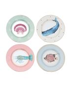 4 Assiettes en Porcelaine Animaux Under the Sea multicolores - D.20.5 cm