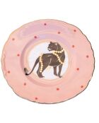 Assiette en Porcelaine Panthère Noël rose - D.23 cm