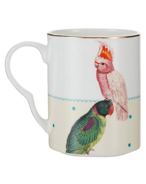 Taza de porcelana Carnival Parrot, verde, rosa y beige, 280 ml