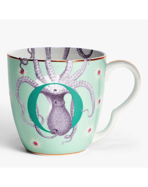 Tazza in porcellana Green Alphabet O, 400 ml