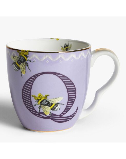 Tazza in porcellana Purple Alphabet Q - 400 ml