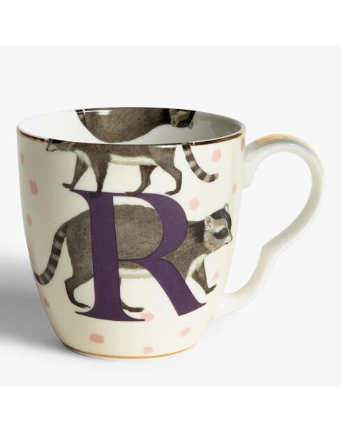 Tazza in porcellana beige Alphabet R - 400 ml