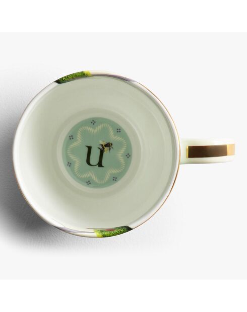 Tazza in porcellana verde Alphabet U - 400 ml