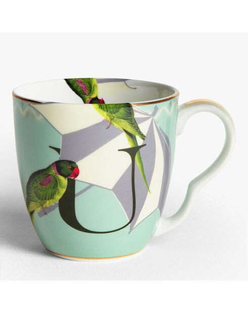 Tazza in porcellana verde Alphabet U - 400 ml