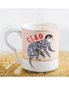 6 Petits Mug en Porcelaine Singe Carnival roses - 250 ml