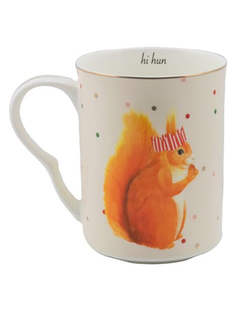 Mug en Porcelaine Ecureuil Noël beige - 350 ml