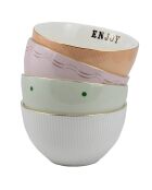 Coffret de 4 bols à céréales en Porcelaine Slogan bleu/vert/rose/orange - D.15 cm