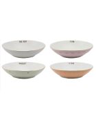 4 Assiettes à pâtes en Porcelaine Slogan multicolores - D.23 cm