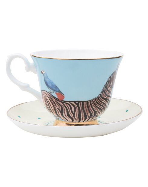 Tasse thé & Soucoupe en Porcelaine Zèbre Carnival bleue - 280 ml