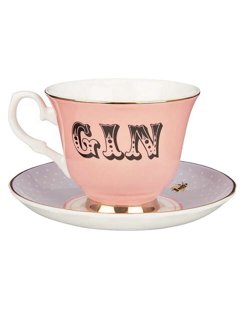 Tasse thé & Soucoupe en Porcelaine Gin rose - 280 ml