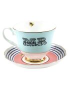 Tasse thé & Soucoupe en Porcelaine Mr bleue - 280 ml