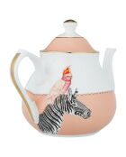 Théière en Porcelaine Zèbre et Cacatoès Animal rose/blanc - 1.3L
