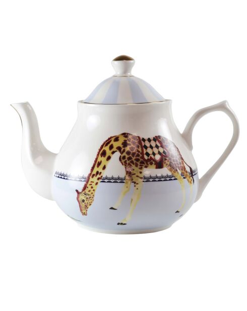Théière en Porcelaine Carnaval Girafe Animal blanc/bleu - 1.3L