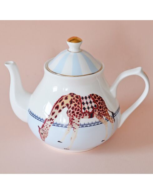 Théière en Porcelaine Carnaval Girafe Animal blanc/bleu - 1.3L