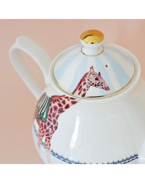 Théière en Porcelaine Carnaval Girafe Animal blanc/bleu - 1.3L