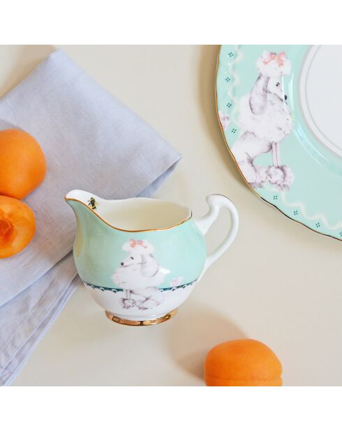 Pot à crème en Porcelaine Caniche Animal Magic bleu/blanc - D.9xH.10 cm