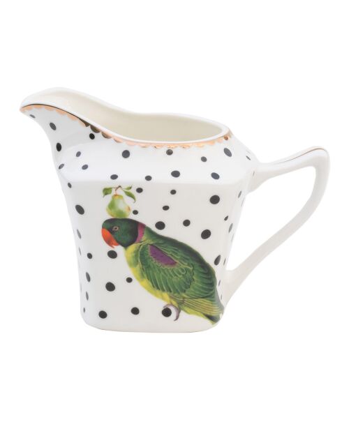 Pot à crème en Porcelaine Perroquet Polka dots Animal Magic blanc -  D.9.5xH.14 cm
