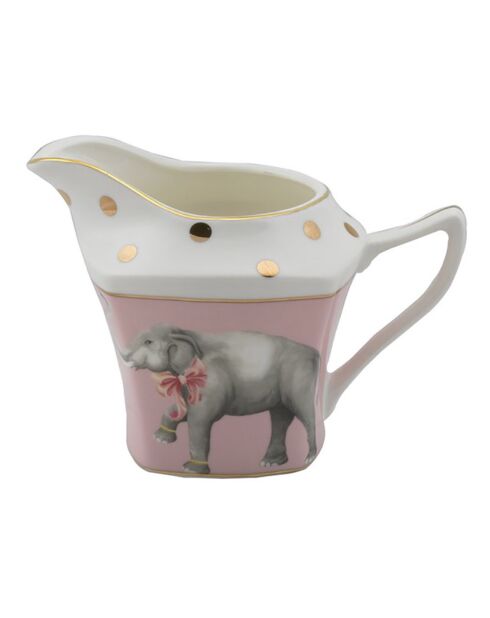 Pot à crème en Porcelaine Elephant Animal Magic rose/blanc - D.9xH.10 cm