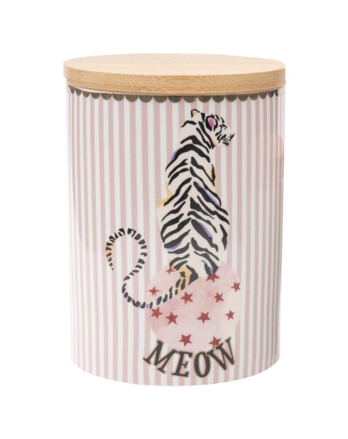 Barattolo ermetico in porcellana M Pink Tiger - D.13,5x10 cm