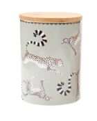 Pot hermétique en Porcelaine M Guépard vert - D.13.5xH.10 cm