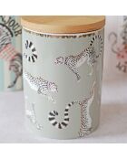Pot hermétique en Porcelaine M Guépard vert - D.13.5xH.10 cm