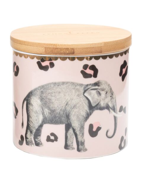 Pot hermétique en Porcelaine S Elephant rose - D.9.5xH.10 cm