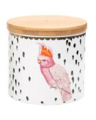 Pot hermétique en Porcelaine S Perroquet blanc - D.9.5xH.10 cm