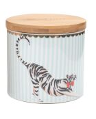 Pot hermétique en Porcelaine S Tigre bleu - D.10xH.9.5 cm