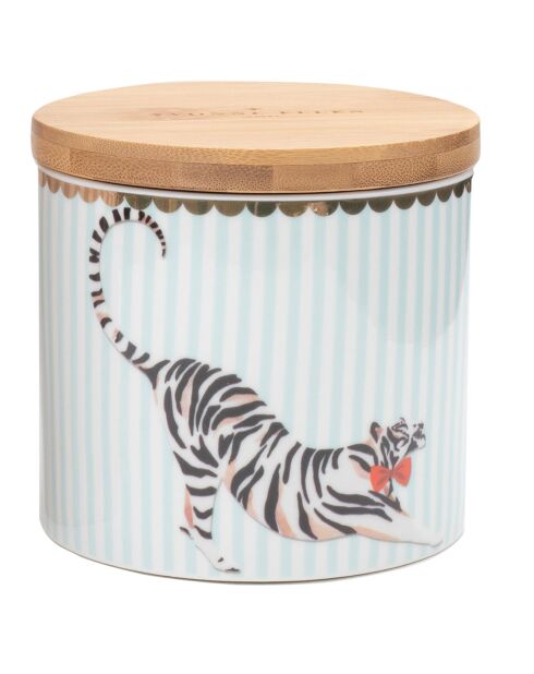 Pot hermétique en Porcelaine S Tigre bleu - D.10xH.9.5 cm