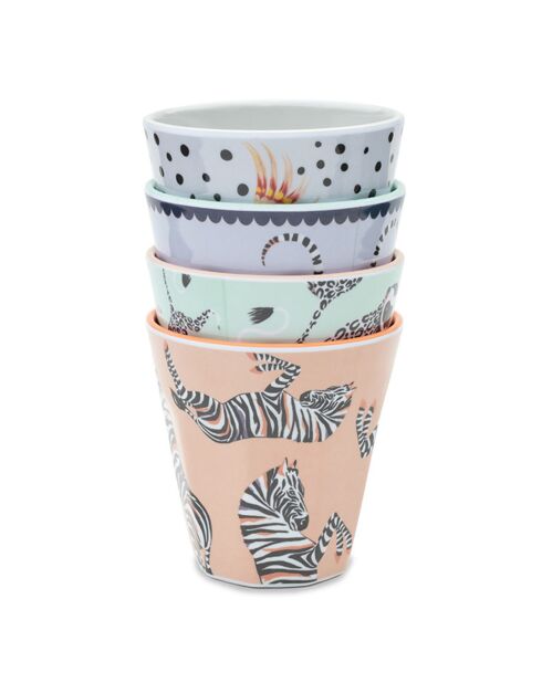 4 Verres en mélamine multicolores - 30cl