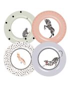 4 Assiettes en mélamine multicolores  - D.26.6 cm