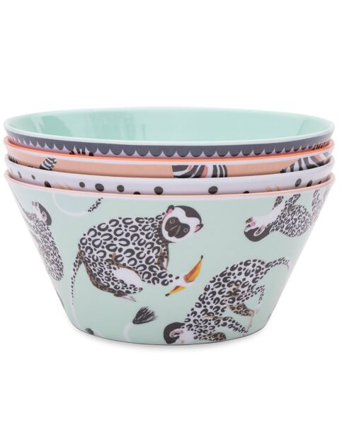 Set pique-nique de 4 bols en mélamine multicolores  - D.15 cm