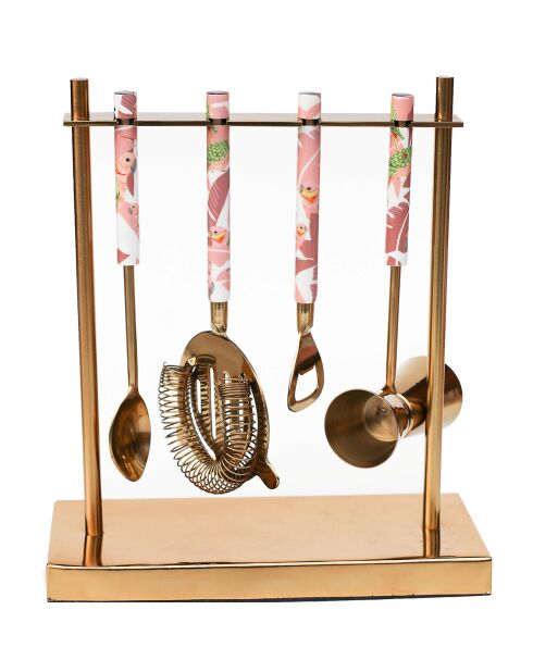 4 Accessoires de bar rose/doré - 33x13.5x25 cm