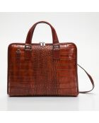 Camelkleurige leren aktetas Peyton - 38x29x6 cm