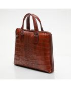 Camelkleurige leren aktetas Peyton - 38x29x6 cm