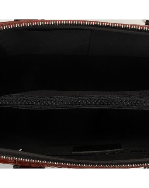 Camelkleurige leren aktetas Peyton - 38x29x6 cm