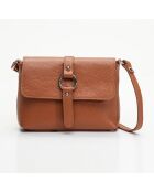 Sac bandoulière en Cuir Ring camel - 21x5x16 cm