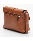 Sac bandoulière en Cuir Ring camel - 21x5x16 cm